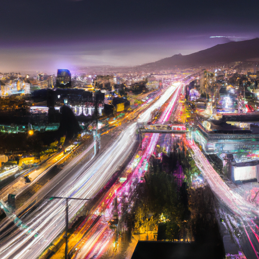 Santiago de Chile con estelas de luz - Banner profesional