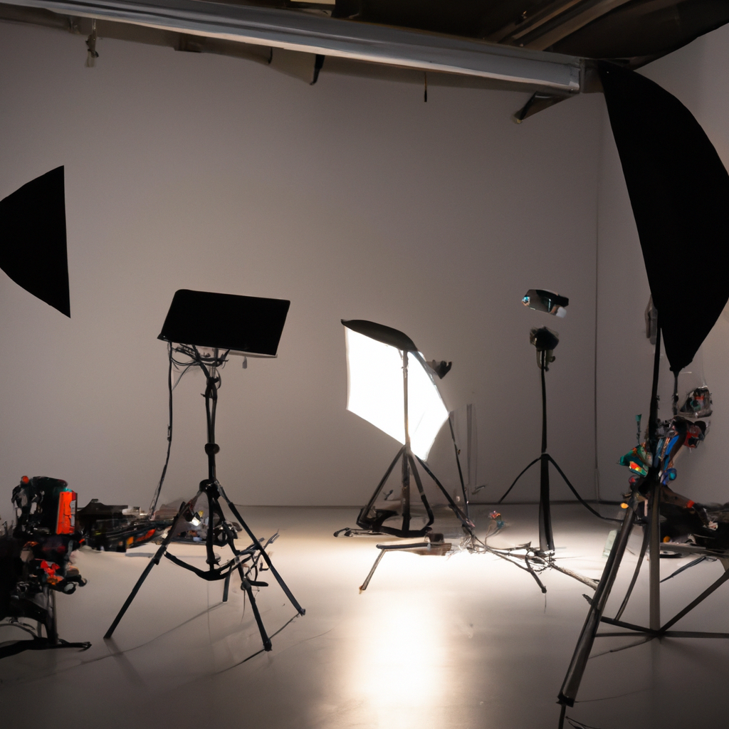 Estudio minimalista en Santiago con paneles de luz y cámaras